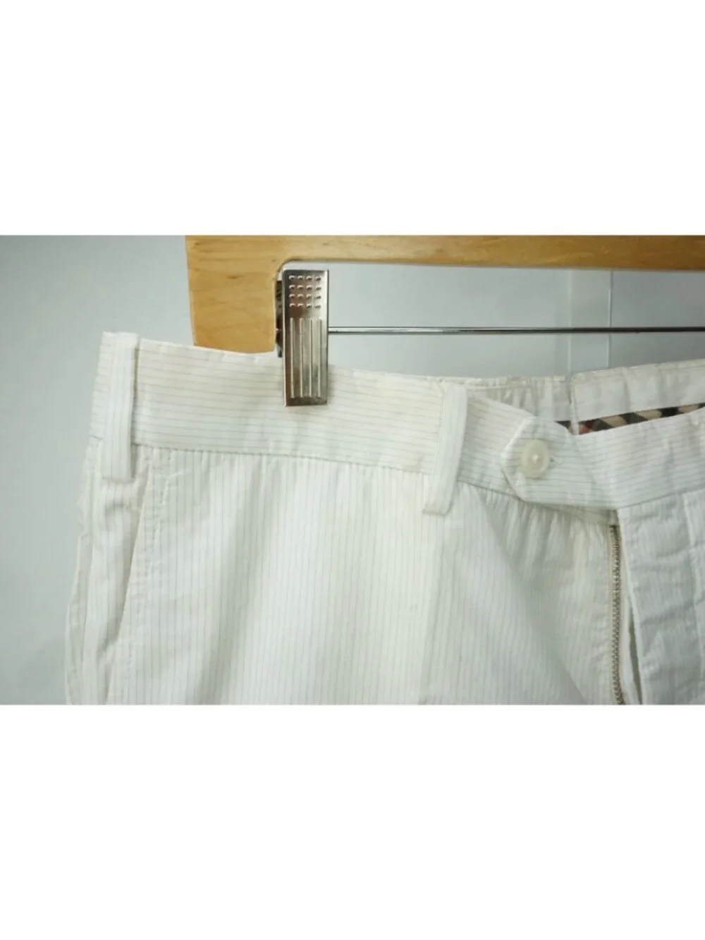 Burberry London White Striped Cotton Blend Slim Chino Pant 50 EU BRAND NEW
